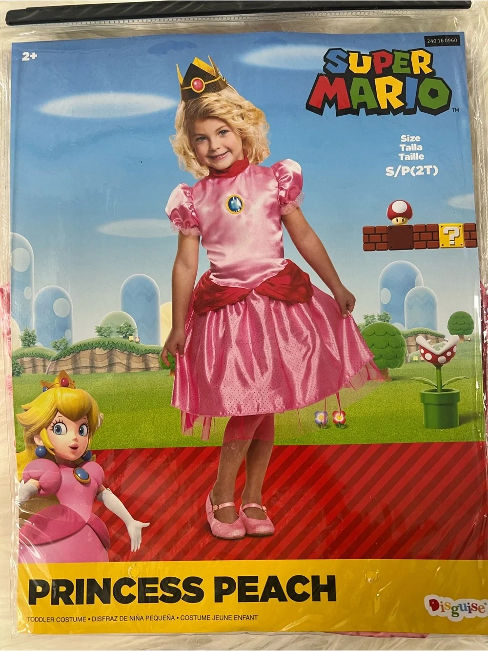 Nintendo Princess Peach Toddler Costume Pink NEW S 2T M 3T-4T Halloween Mario